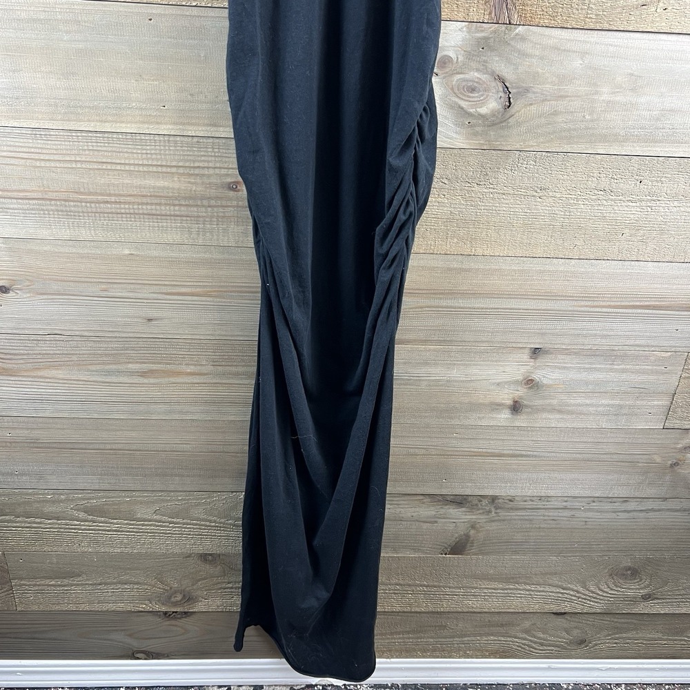 James Perse Standard Womens Dress Sleeveless Ruched Black Minimalist Medium 2 - Picture 3 of 7